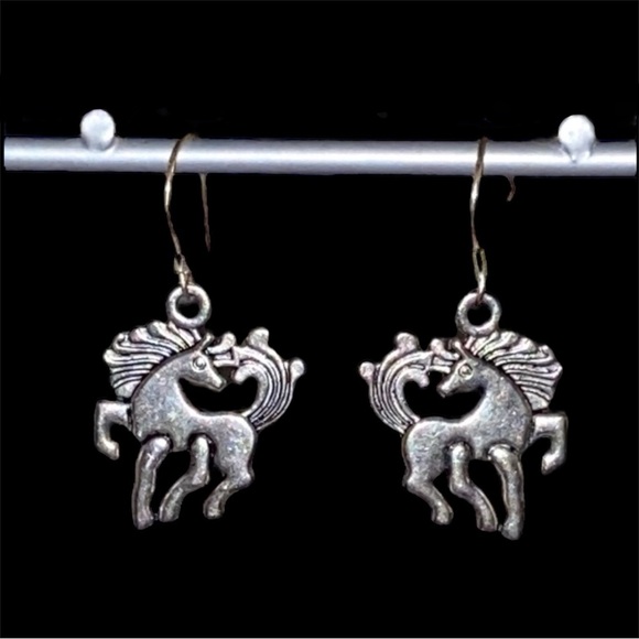 Silver Unicorn Earrings - Picture 2 of 2